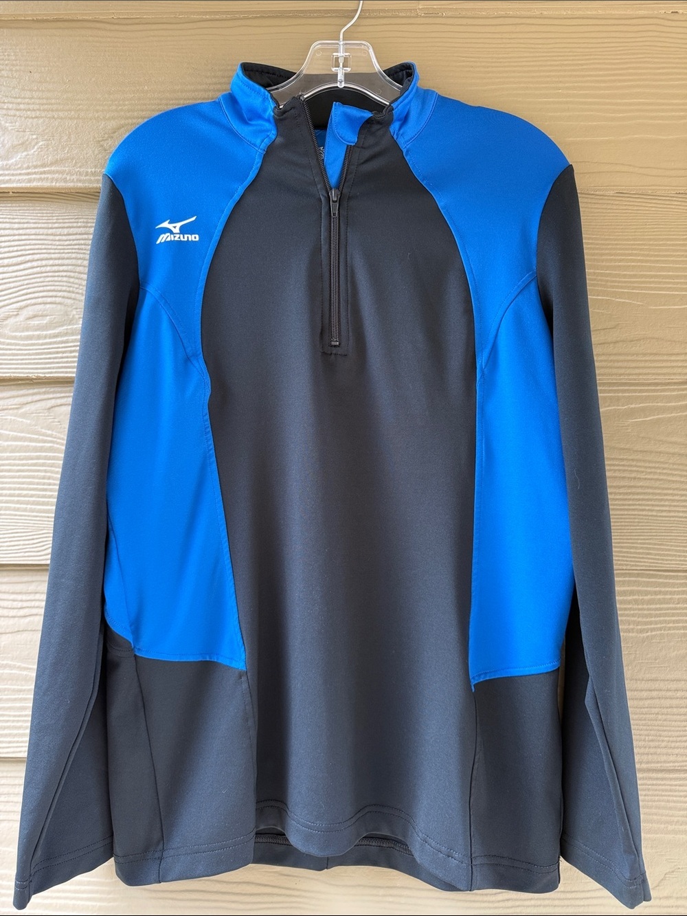 Mizuno Performance 1/4 Zip Warm Up Blue Black Volleyball Jacket Size M